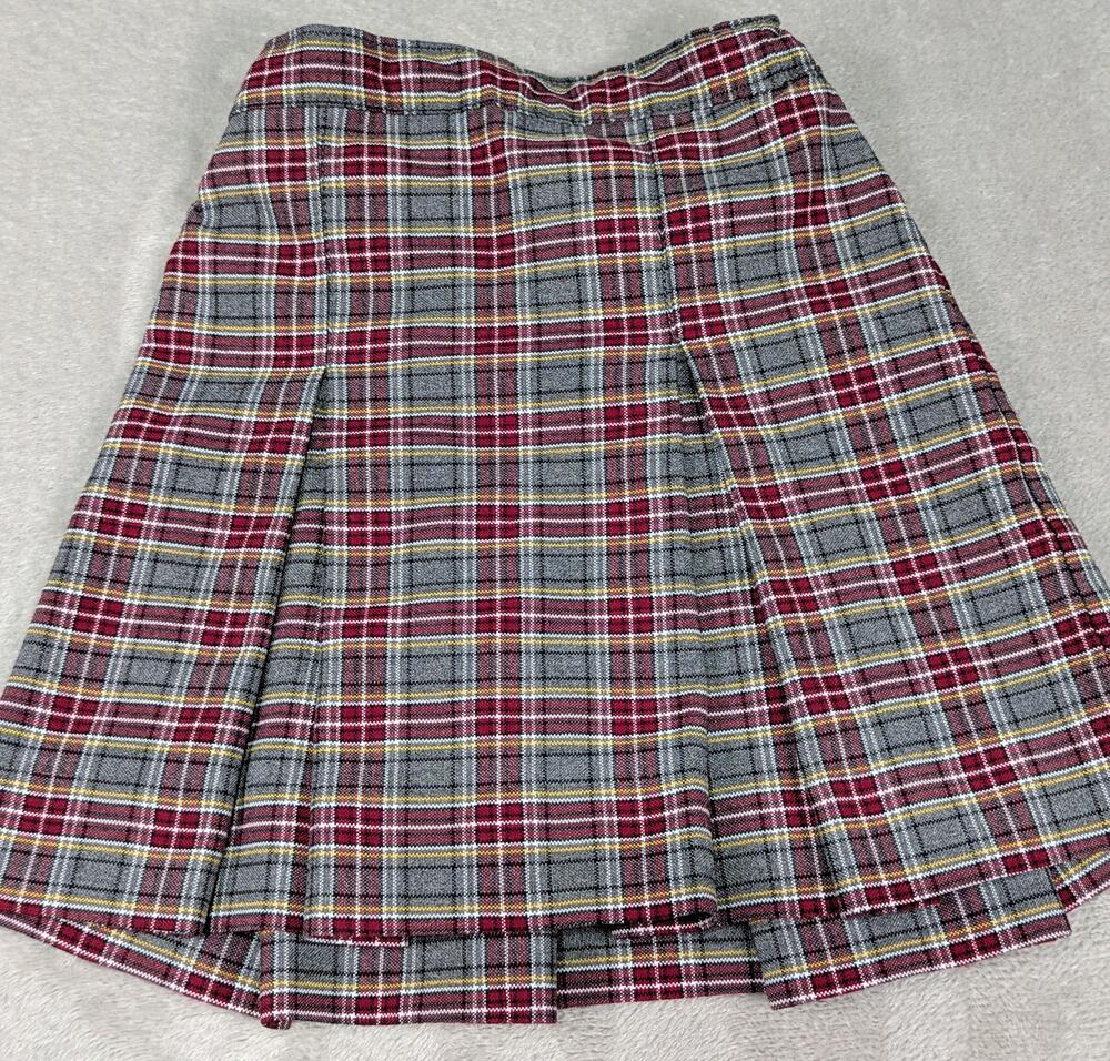 Becky Thatcher Skirt Girls 3T Red Plaid Pleated Elastic Waist School Uniform